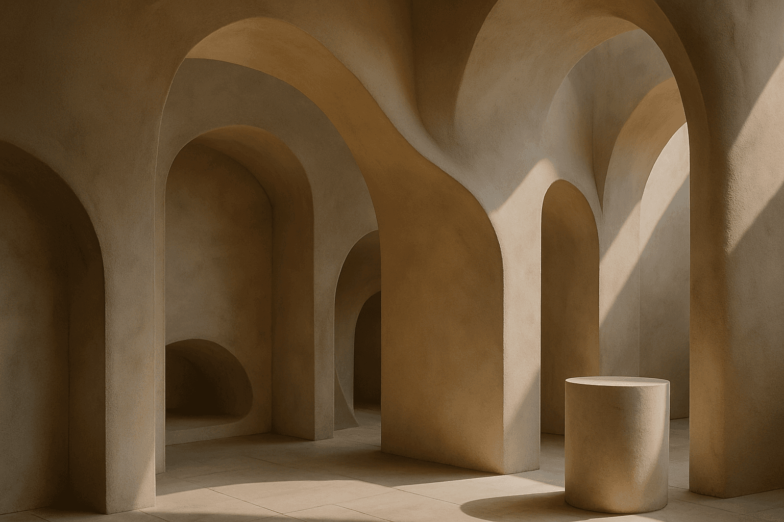 Architectural inspiration with curved arches and warm lighting